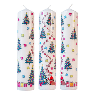 Traditional Countdown To Christmas Advent Candle | Christmas Tree Design Pillar Advent Candle With Numbers | Advent Christmas Candle Festive Pillar Candle