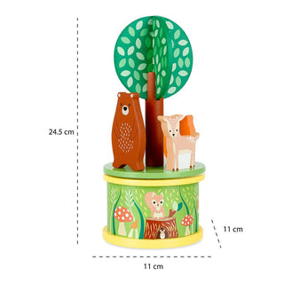 Woodland Animal Musical Carousel | Wooden Music Box Toy Merry Go Round Ornament