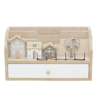 Shabby Chic Wooden House Family Tree Letter Rack | Wooden Letter Rack Letter Holder | Letter Storage Letter Rack Organiser