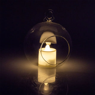 Clear Glass Bauble Tealight | Hanging Glass Ball Tea Light Holder & LED Candle