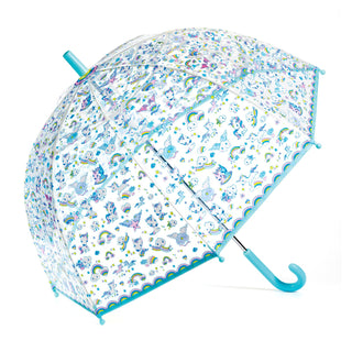 Djeco DD04708 Childrens Clear Dome Umbrella Transparent Kids Umbrella - Unicorns