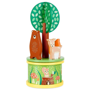 Woodland Animal Musical Carousel | Wooden Music Box Toy Merry Go Round Ornament