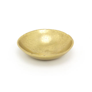 Stylish Gold Effect Metal Display Bowl | Round Decorative Display Dish | Antique Style Presentation Bowl
