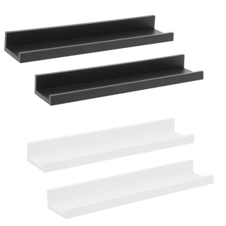 Set Of 2 Floating Shelves Photo Display Wall Shelves | Pack Of 2 Abs Plastic Picture Shelves | Spice Rack Ornament Shelving Set