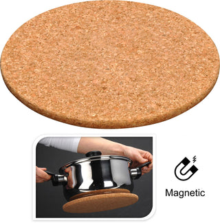 Magnetic Cork Trivet | 21cm Round Magnetic Cork Trivet Heat Resistant Non Slip Coaster - Table Protection Mat Pan Stand
