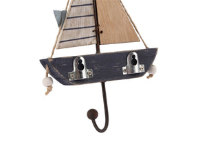 Decorative Nautical Wooden Hanging Sailing Boat Wall Hook - Single Hook