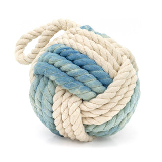 Distressed Blue Rope Doorstop | Two - Tone Nautical Rope Knot Door Stop - 12cm