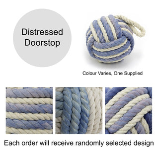 Distressed Blue Rope Doorstop | Two - Tone Nautical Rope Knot Door Stop - 12cm