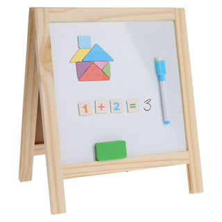 Double - Sided Blackboard for Kids | Chalk, Marker & Magnetic Easel Board 32x27cm