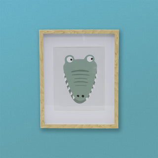 Safari Animal Kids Wall Art Picture Frame | Framed Animal Pictures - Crocodile
