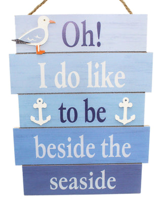 Decorative Wooden Nautical Plaque Hanging Sign ~ Beside The Seaside