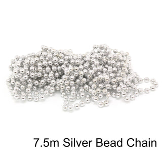 7.5m Silver Bead Chain | Christmas Tree Bead Garland Decoration | Bead String Christmas Decorations