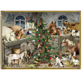 Large Christmas Advent Calendar Christmas At The Farm | Animal Advent Calendar Traditional Advent Calendar | Picture Advent Calendar Paper Advent Calendar