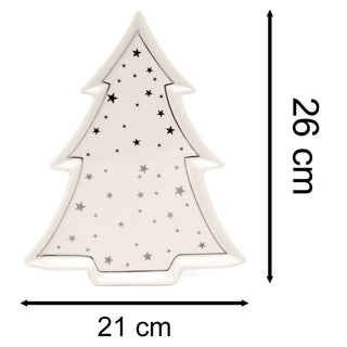 Christmas Tree Trinket Dish | White Ceramic Tree-shaped Trinket Tray - 26cm