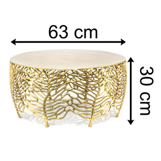 Deluxe Gold Leaf Round Table | Coffee Table Occasional Side Table | Living Room End Table