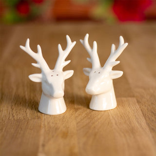 Ceramic Reindeer Salt & Pepper Set | 2 Piece Christmas Salt and Pepper Pots