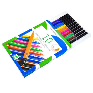 Djeco DJ08800 - 10 Felt Tip Brush Pens | Double Felt Tip Pens For Kids - Classic