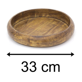 33cm Large Mango Wood Fruit Bowl | Salad Bowl Kitchen Serving Bowl | Rustic Wooden Display Bowl
