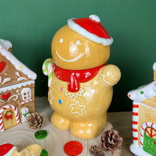 Christmas Gingerbread Storage Jar Ceramic Gingerbread Cookie Jar Biscuit Barrel - Boy