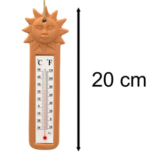 Terracotta Sun Wall Hanging Thermometer | Traditional Indoor Outdoor Thermometer