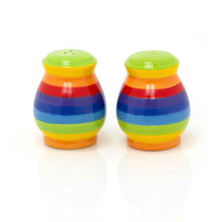 Hand Painted Rainbow Stripe Ceramic Salt & Pepper Set | Salt And Pepper Pots Salt And Pepper Shakers | Stripped Cruet Set Salt And Pepper