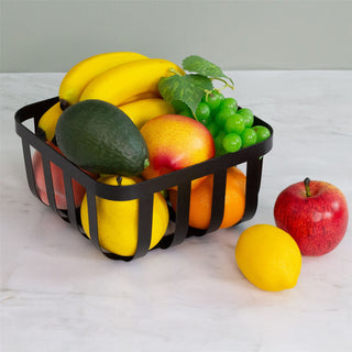 Modern Square Black Metal Fruit Bowl | Kitchen Fruit & Vegetables Storage Basket