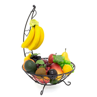 Black Metal Fruit Bowl With Banana Hanger