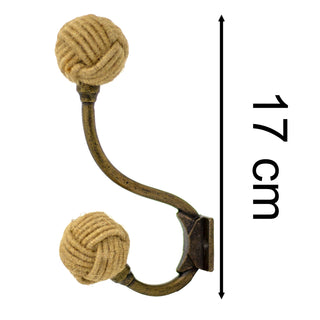 Natural Rope Knot Wall Hook | Nautical Wall Mounted Double Coat Hook - 17cm