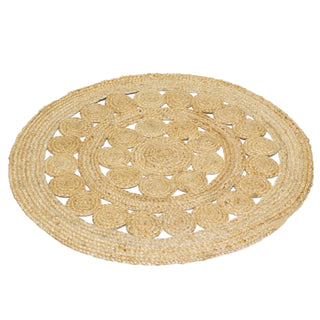 90cm Kasbah Round Braided Jute Area Rug | Woven Rugs Carpet Mat | Entrance Rug Circle Scatter Rugs