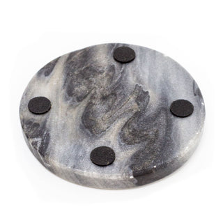 Set Of 4 Black Marble Coasters | 4 Piece Round Natural Stone Marble Coaster Set