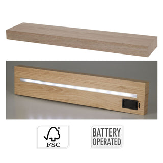 Wall Shelf with Built-in LED Light | Modern Light Wood Floating LED Shelf - 60cm