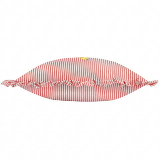 Embroidered Lemon Ruffle Cushion | Red Pinstripe Accent Cushion – 30x50cm