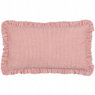 Embroidered Lemon Ruffle Cushion | Red Pinstripe Accent Cushion – 30x50cm