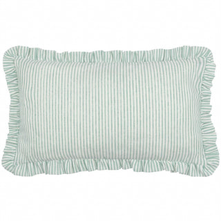 Embroidered Orange Ruffle Cushion | Green Pinstripe Accent Cushion – 30x50cm