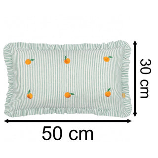 Embroidered Orange Ruffle Cushion | Green Pinstripe Accent Cushion – 30x50cm