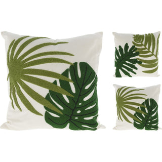 Embroidered Palm Leaves Scatter Cushion | Tropical Cushion for Home Decor - 45cm