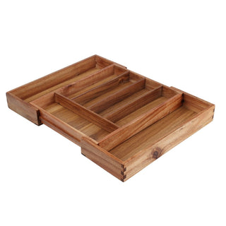 Expandable Wooden Cutlery Tray Organiser | Cutlery Drawer Organiser - 28 to 45cm