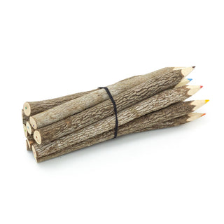 Pack Of 10 Medium Tamarind Tree Branch Twig Pencils | 10 Piece Colouring Pencils Rustic Wooden Pencils | 10 Multi Coloured Pencils Eco Friendly Party Bag Fillers