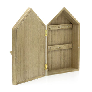 Shabby Chic Coastal Key Cabinet | Wall Mounted Wooden Seashore Key Box - 6 Hooks