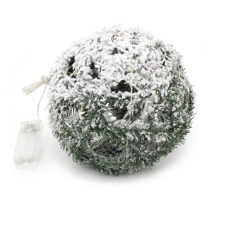 LED Artificial Christmas Tree Light Up Xmas Ball | Round Snow Topped Light Up Ball | LED Christmas Decorations