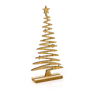 Rustic Wooden Christmas Tree On Stand | Handcrafted Xmas Tree Silhouette - 23cm
