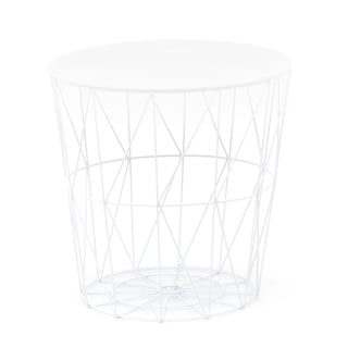 Modern White Wire Side Table Living Room End Tables | Coffee End Side Table With - Lift Off Tray Top | Occasional Pedestal Table Bedside Tables