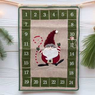 Fabric Christmas Advent Calendar | 24 - Pocket Hanging Calendar for Kids