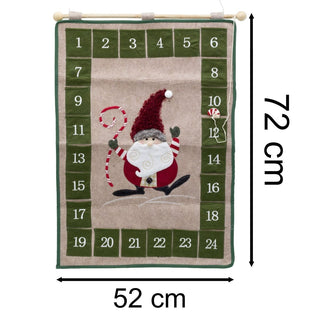 Fabric Christmas Advent Calendar | 24 - Pocket Hanging Calendar for Kids