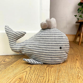 Fabric Seashore Whale Doorstop ~ Nautical Animal Door Stop