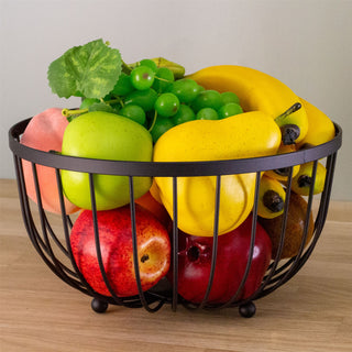 Large Black Metal Wire Fruit Bowl | Kitchen Fruit & Vegetables Storage Basket