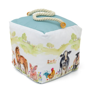 Farmyard Fabric Doorstop with Rope Handle | Animal Door Stop 1.5kg - 18cm