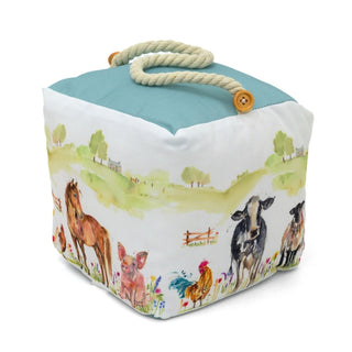 Farmyard Fabric Doorstop with Rope Handle | Animal Door Stop 1.5kg - 18cm