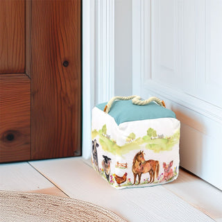 Farmyard Fabric Doorstop with Rope Handle | Animal Door Stop 1.5kg - 18cm