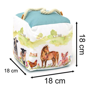 Farmyard Fabric Doorstop with Rope Handle | Animal Door Stop 1.5kg - 18cm